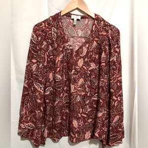 Women's Jessica Simpson Medium Floral Print Top Shirt Blouse V-Neck Multi Color